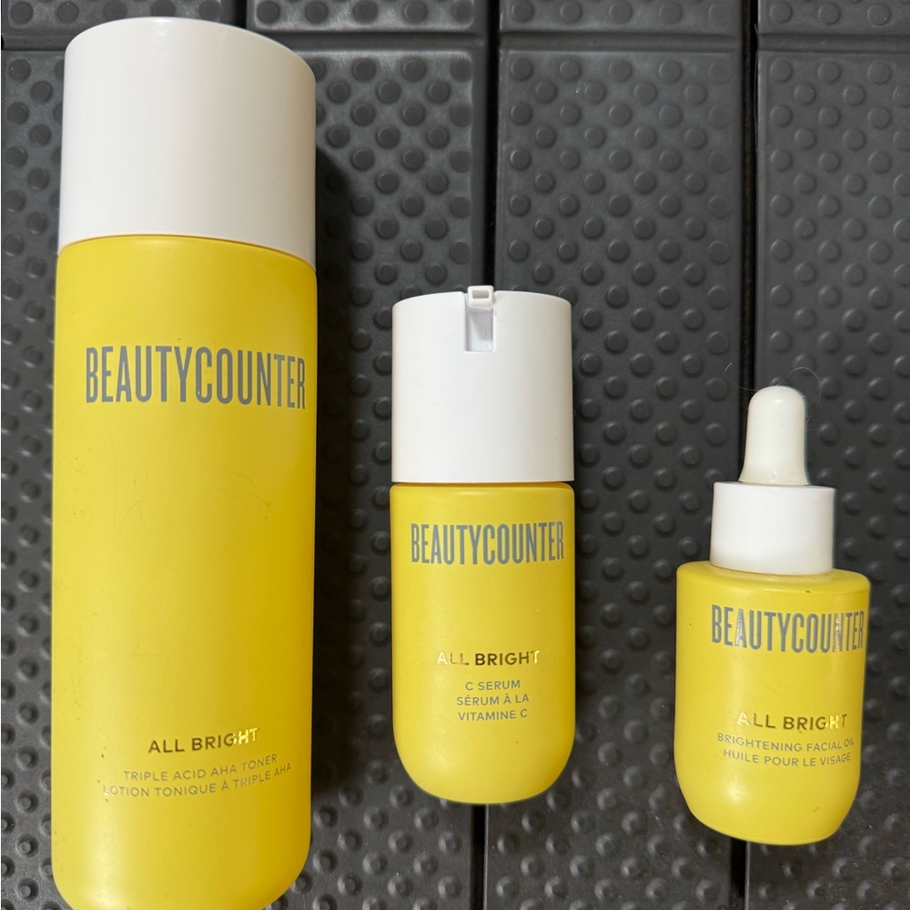 Beauty Counter!!! All bright system! Acid toner, C serum and Facial Oil.